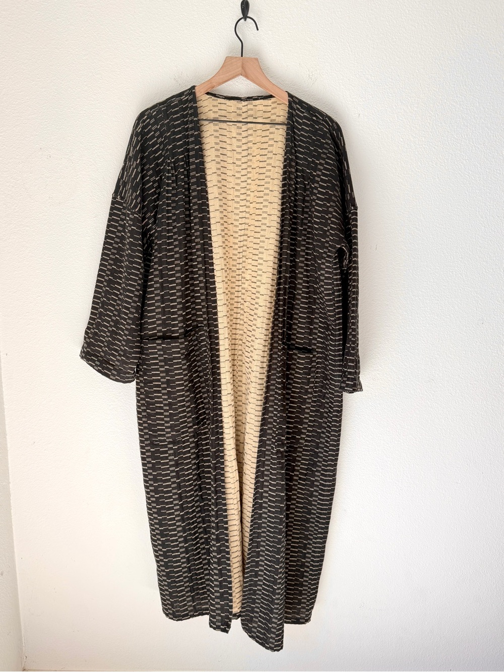 Ace & Jig Black and Cream Long Open Cardigan Coat